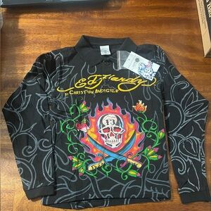 NWT Ed Hardy kids long sleeve collar shirt size 4